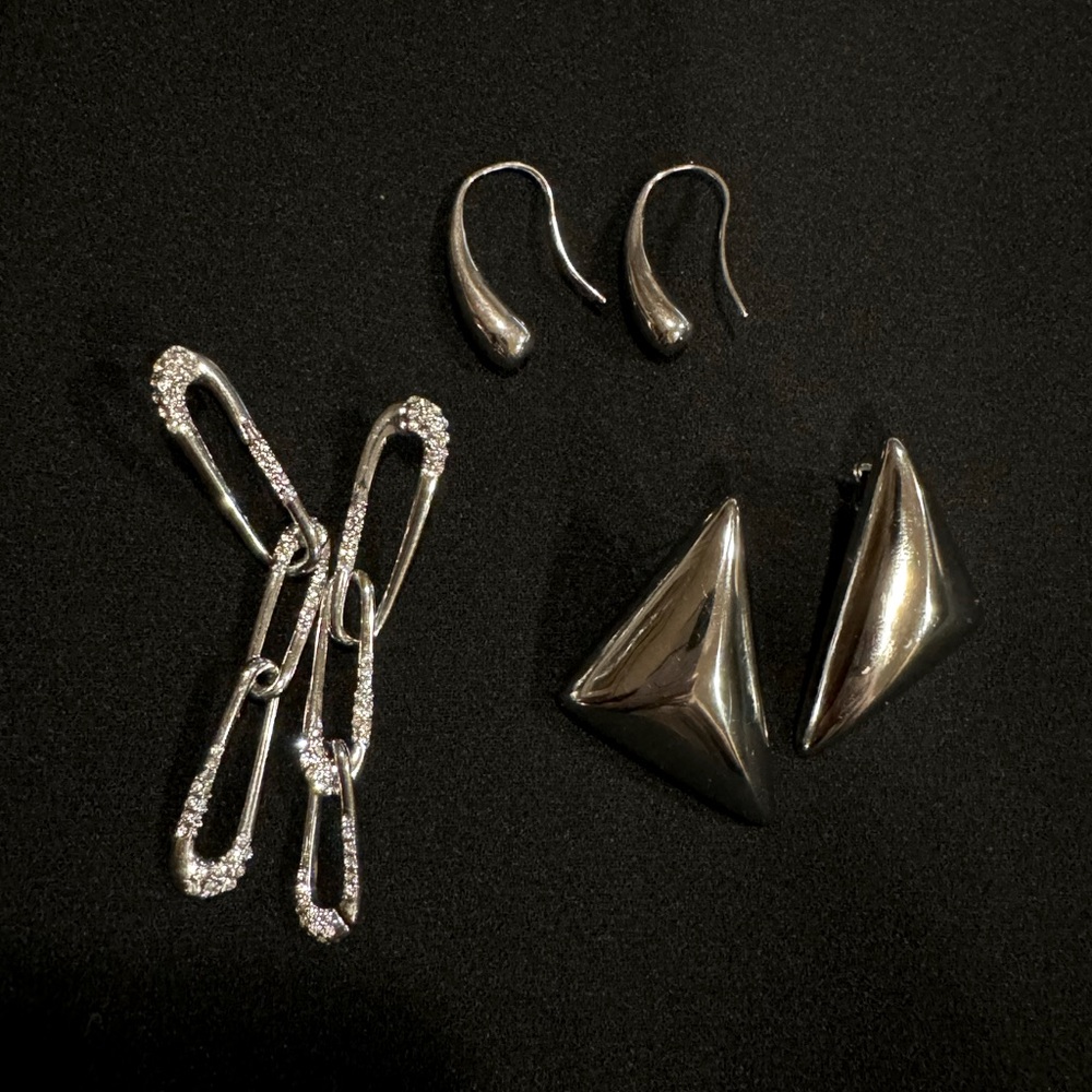 Silver Tone Earrings Bundle, lot of 3